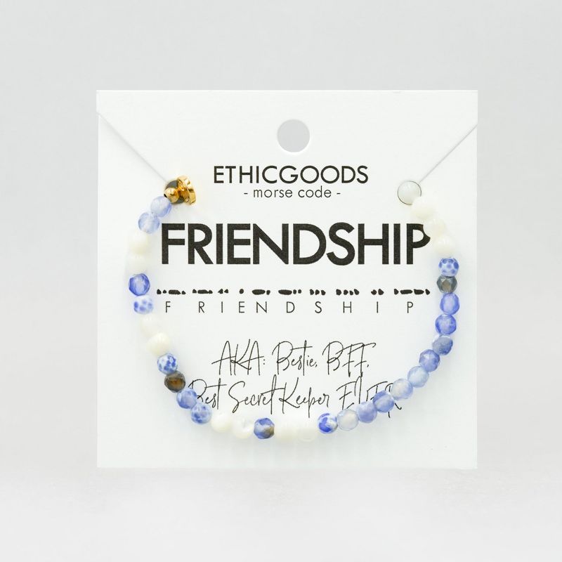 ETHIC GOODS Women's 4mm Gold Morse Code Bracelet [FRIENDSHIP] - Gold & Jasper, 3 of 9