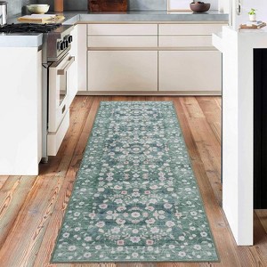Area Rugs, Washable Floral Rugs, Soft Texture Floral Rug - Non Slip Washable Low Pile Carpet for Bedroom, Living Room, Office, Kids Room - 1 of 4