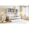 TIRAMISUBEST Twin/Full Size Daybed With Twin Size Trundle and All-in-One Cabinet, Wooden Daybed Frame Sofa Bed with Storage Shelves - 4 of 4