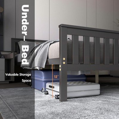 Elegant Espresso Queen Platform Bed with Wooden Frame and Headboard