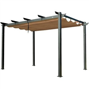 VisioGear Canopies and Gazebos, Outdoor Gazebos with Retractable Pergola, Gazebo Pavilion for Garden, Gray, 157.2"*110.4"*98.54" - 1 of 4