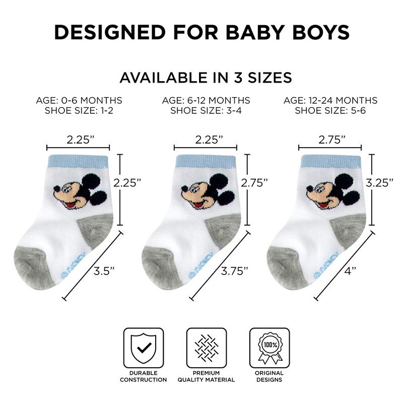 Mickey Mouse Baby Boy's 10-Pack Infant Socks, 0-24 Months (blue), 5 of 6