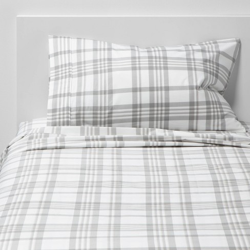Twin/twin Xl Printed Performance 400 Thread Count Sheet Set Gray Plaid ...