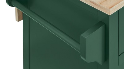 Emerald and Natural Wood Drop Leaf Kitchen Island