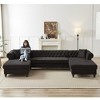 135.5" U-Shaped Sectional Sofas Modern Chenille 3-Piece Sofa ¨C Two Chaise Lounges, Two Pillows, Wooden Legs for Living Room, Bedroom & Lounge - 4 of 4