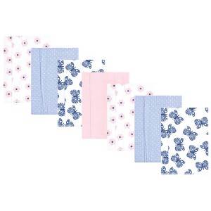 Hudson Baby Baby Girls Cotton Flannel Burp Cloths 7pk, Beautiful Butterfly, One Size - 1 of 4