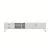 TV Stand For Television, Entertainment Center With Storage, ​TV Stand With 4 Invisible Storage Spaces And 3 Open Shelves 5 Champagne Legs Modern Styl - 3 of 4