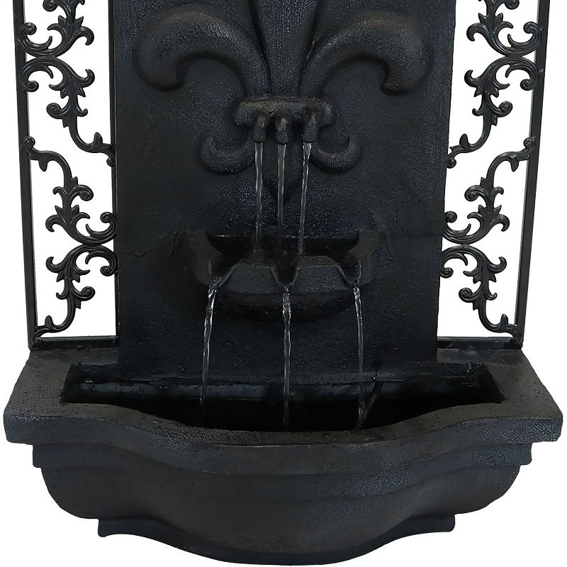 Sunnydaze 33"H Electric Polystone French Lily Design Outdoor Wall-Mount Water Fountain, 4 of 9