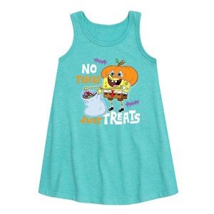 Girls' - SpongeBob SquarePants - No Tricks Just Treats Graphic Sleeveless Aline Dress - 1 of 4