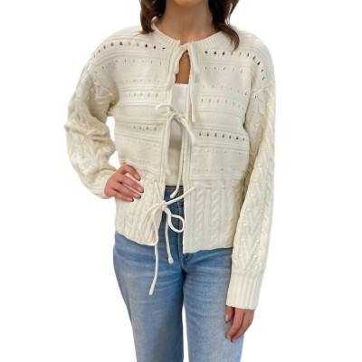 Women's Front Tie Open Knit Cardigan - GILLI