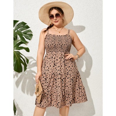 LXT-Women's Plus Size  Square Neck Ruffle A Line Beach Sundress