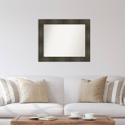Rail Rustic Char Rectangular Bronze and Silver Bathroom Mirror 34 x 28 in
