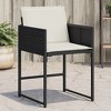 vidaXL Patio Chairs Set with Cushions - Outdoor/Garden Furniture - Black Poly Rattan, 4 Pcs - PE Rattan, Foldable, Includes Cream White Cushions - 2 of 4