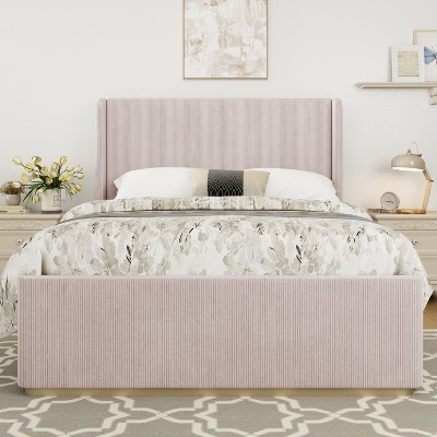 King Corduroy Bed Frame, Pink