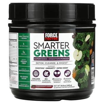 Force Factor Smarter Greens, Superfoods + Digestion Powder, Pomegranate Berry, 14.8 oz (419 g)