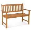 Costway Patio Acacia Wood Bench 2-Person Slatted Seat Backrest 800 Lbs Outdoor Natural - 4 of 4