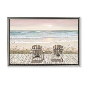 Stupell Industries Watching The Pastel Sunset Floating Frame Canvas Art, Gray, 31" x 21" - 1 of 4