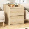 Light/Pastel Brown Nightstand with Drawers Bedside Table White End Table Modern Bed Side Table 2 Drawers Night Stand Drom Side Table Curved with Han - 4 of 4