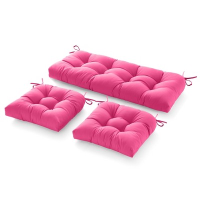 ARTPLAN 3 Pieces Outdoor Chair Cushions Clearance with Ties,44x19x5 Inches,1 Love seat &2 U-Shape Tufted Patio Bench Cushions for Outdoor Furniture