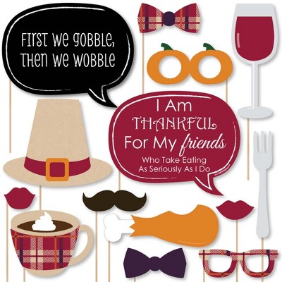 Big Dot of Happiness Friends Thanksgiving Feast - Friendsgiving Photo Booth Props Kit - 20 Count