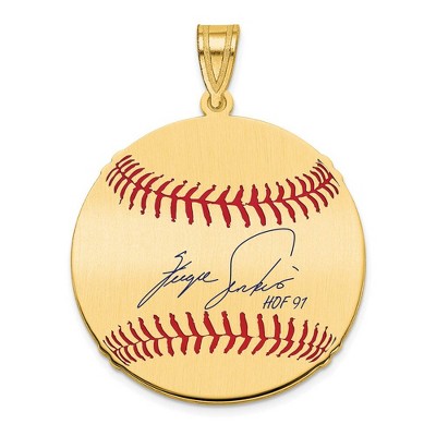 Black Bow Jewelry 14K Gold Plated Fergie Jenkins Signature MD Enamel Baseball Pendant