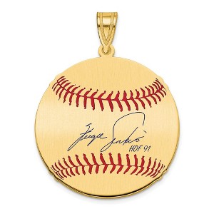Black Bow Jewelry 14K Gold Plated Fergie Jenkins Signature MD Enamel Baseball Pendant - 1 of 4