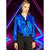 INSPIRE CHIC Women's Holographic Fashion Stand Collar Metallic Lightweight Zip Bomber Jacket - 2 of 4