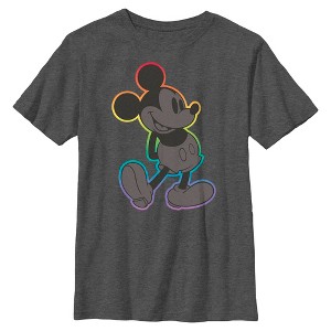 Boys Mickey & Friends Rainbow Outline Mickey T Shirt - 1 of 4