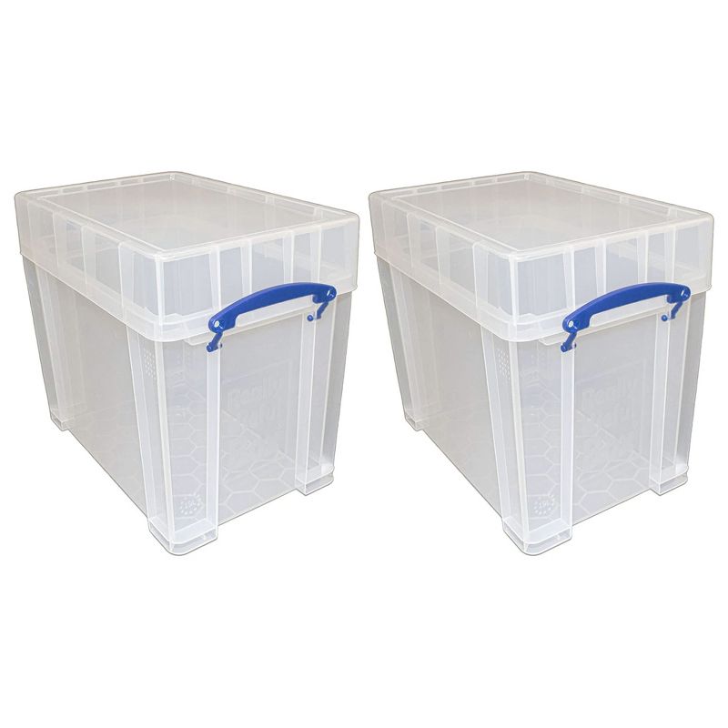 Really Useful Box 19 Liters Transparent Storage Container with Snap Lid and Clip Lock Handle for Lidded Home and Item Storage Bin, 2 Pack, 1 of 7