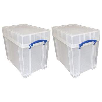 Really Useful Box 19 Liters Transparent Storage Container with Snap Lid and Clip Lock Handle for Lidded Home and Item Storage Bin, 2 Pack