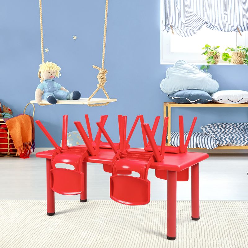 Tangkula Kids Multifunctional Activity Rectangle Table Kids Learn and Play Desk Red/Blue, 3 of 10