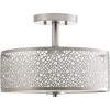 Progress Lighting Mingle 1-Light Semi-Flush LED Fixture, Brushed Nickel, Etched Parchment Glass Shade - 2 of 4