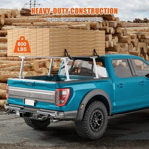 Truck Rack Ladder Rack - 71" Aluminum 800lb Capacity, No-Drill C-Clamps, Universal Fit for Pickup Beds, Powder Coated - 1 of 4
