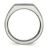 Black Bow Jewelry Men's 9mm Stainless Steel & CZ Grooved Tapered Signet Ring - 2 of 4