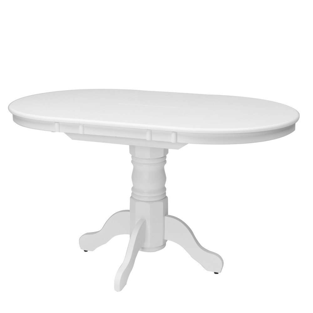 Photos - Garden & Outdoor Decoration CorLiving Extendable Dining Table White - : Oval Pedestal Kitchen Table with Butterfly Leaf, Seats 4 