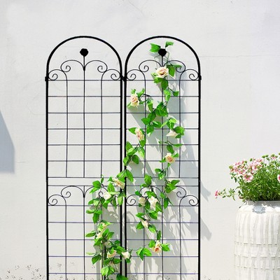 Dolonm 2 Pack Black Metal Garden Trellis for Climbing Plants, 86.7"H x 19.7"W, Rustproof Outdoor Plant Support for Roses, Vines & Vegetables