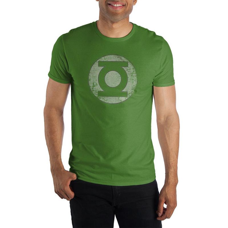 Green Lantern Distressed Logo Men's Green T-Shirt, 1 of 4