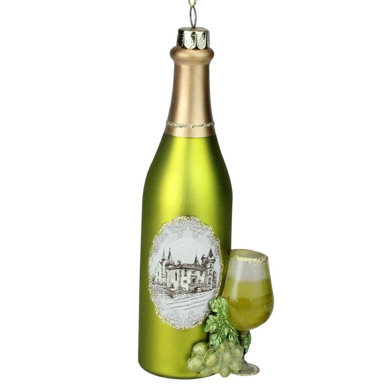 NORTHLIGHT 5.75" Wine Country Glass Bottle Christmas Ornament - Green, 3 of 4