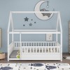 Accent Bed Frame Modern Wood Grain Design with Fence Guardrails for Kids Bedroom Full Size - 3irtyhousy - 3 of 4