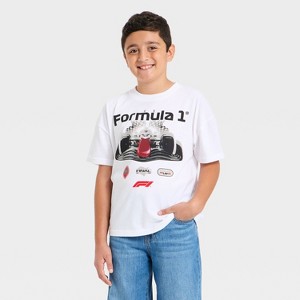 Boys' Formula 1 Speedway Short Sleeve Oversized Graphic T-Shirt - White - 1 of 4