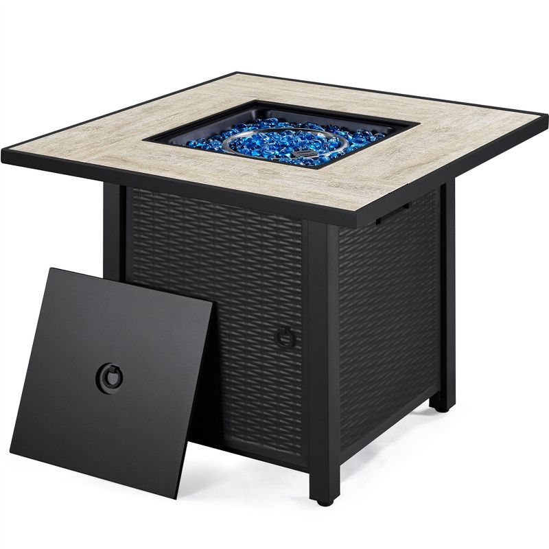 Yaheetech Gas Fire Pit Table Square with Ceramic Tabletop Outdoor, 1 of 7