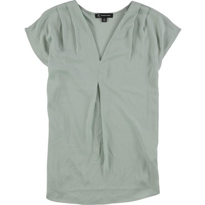 I.N.C International Concepts Womens Inverted Pleat Pullover Blouse, Green, X-Small