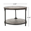 GDFStudio Lenka Industrial Faux Wood Round Coffee Table, Gray/Black - 3 of 4