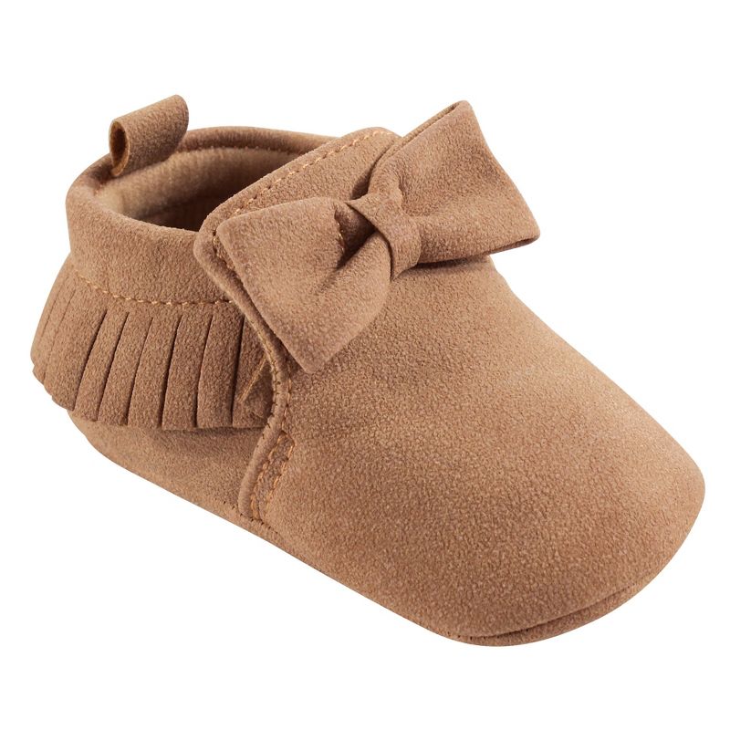 Hudson Baby Infant Girl Moccasin Shoes, Tan, 1 of 3