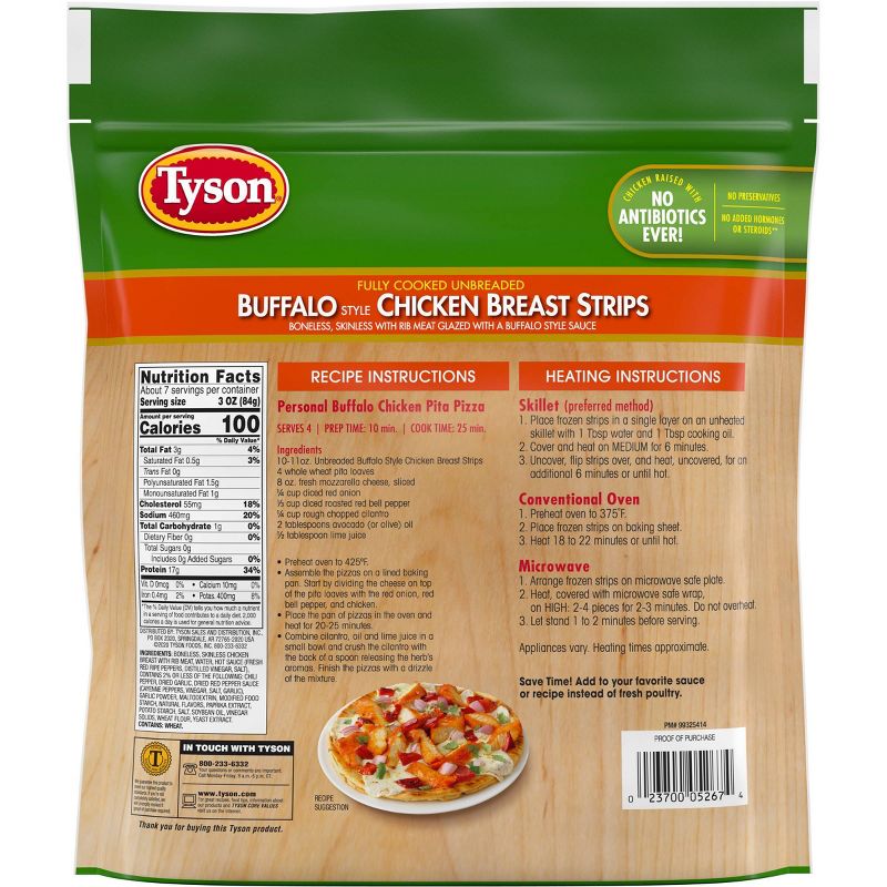 Tyson Unbreaded Buffalo Chicken Breast Strips - Frozen - 20oz, 4 of 10