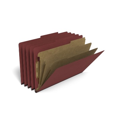 HITOUCH BUSINESS SERVICES Pressboard Classification Folder 3-Dividers 3.5" Exp Lgl Brick Red 20/BX