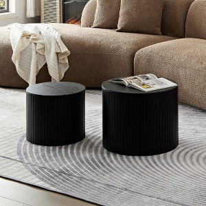 VYNXARIA Black Nested Table Set - 2 Pieces MDF Coffee Tables for Living Room & Lounge - 1 of 4