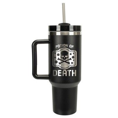 100 North Potion Of Death Video Gamer Wrap-Around 40 Oz. Stainless Steel Water Bottle Coffee Mug, Spill & Leak Resistant, Travel Tumbler with Handle,
