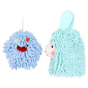 REGALWOVEN 2 Packs Cute Cartoon Alpaca Fuzzy Ball Hand Drying Hanging Ball Towels for Bathroom 7" x 7"/7" x 11" - 1 of 4