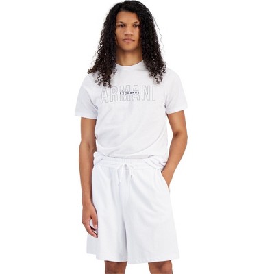 Armani Mens Logo Drawstring Casual Bermuda Shorts, White, X-Large